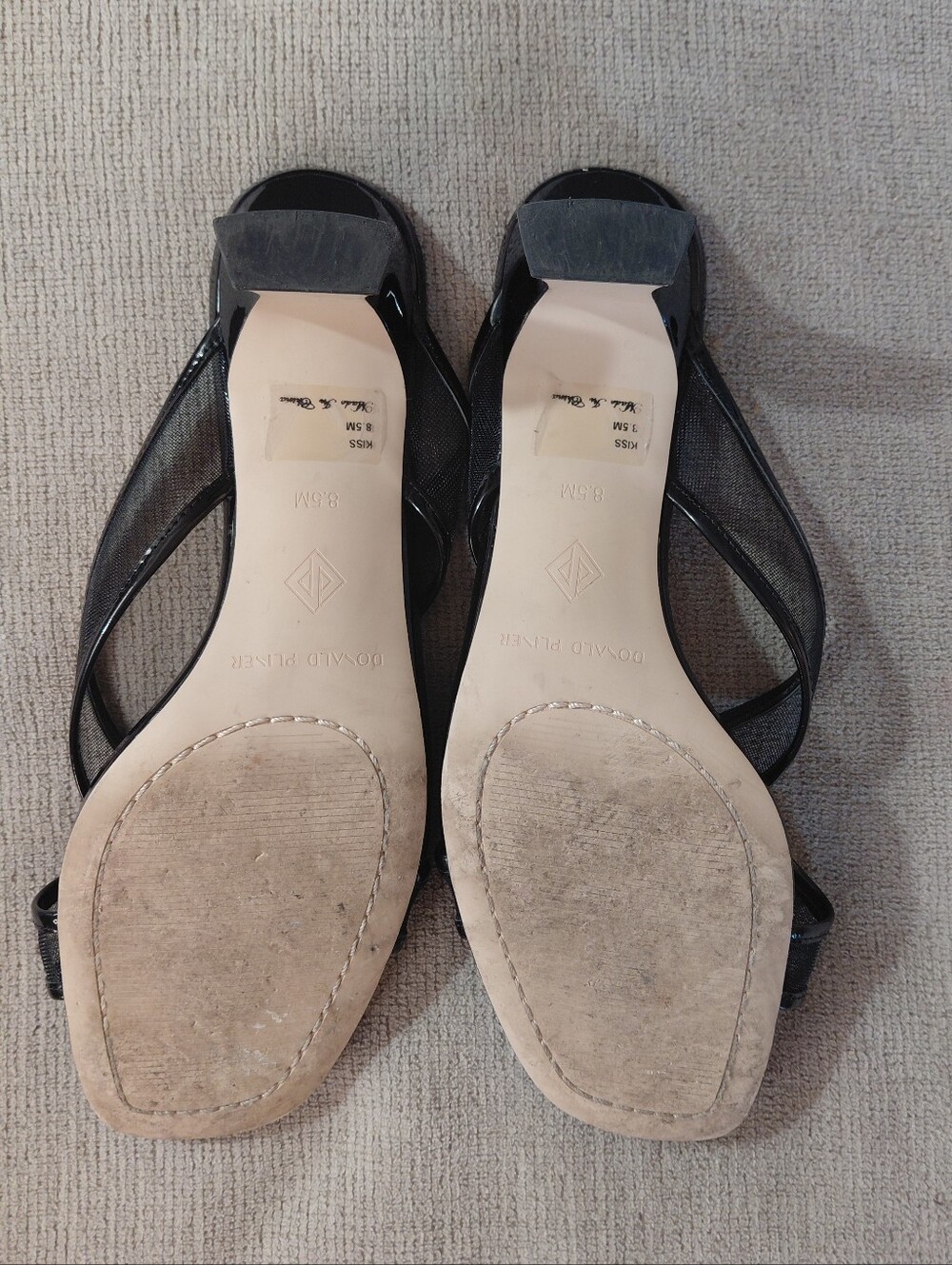 Donald J. Pliner Kiss Black Patent Nylon Mesh Strappy Mule Sandals Size 8.5 - Picture 9 of 11